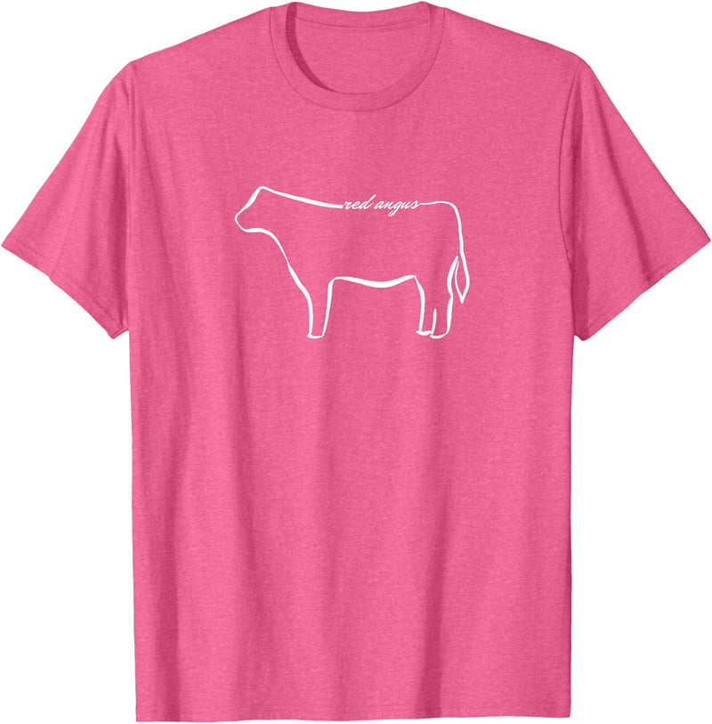 Red Angus cow decor Red Angus Cow Art Print T-Shirt - Pink Heather