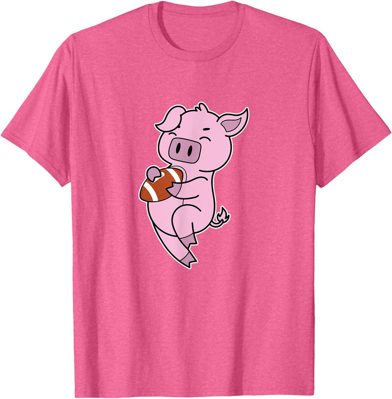 American Football USA animal Touchdown sport ball Pig plays American Football T-Shirt - Pink Heather