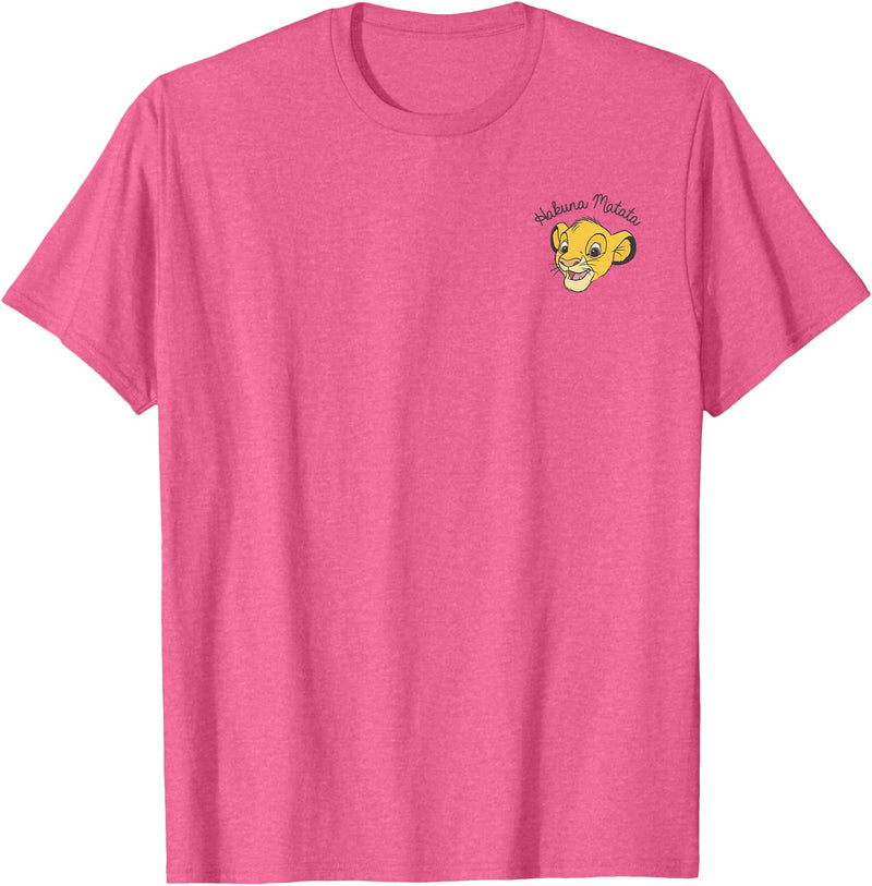 Disney Lion King Hakuna Matata Pocket Simba Face T-Shirt - Pink Heather