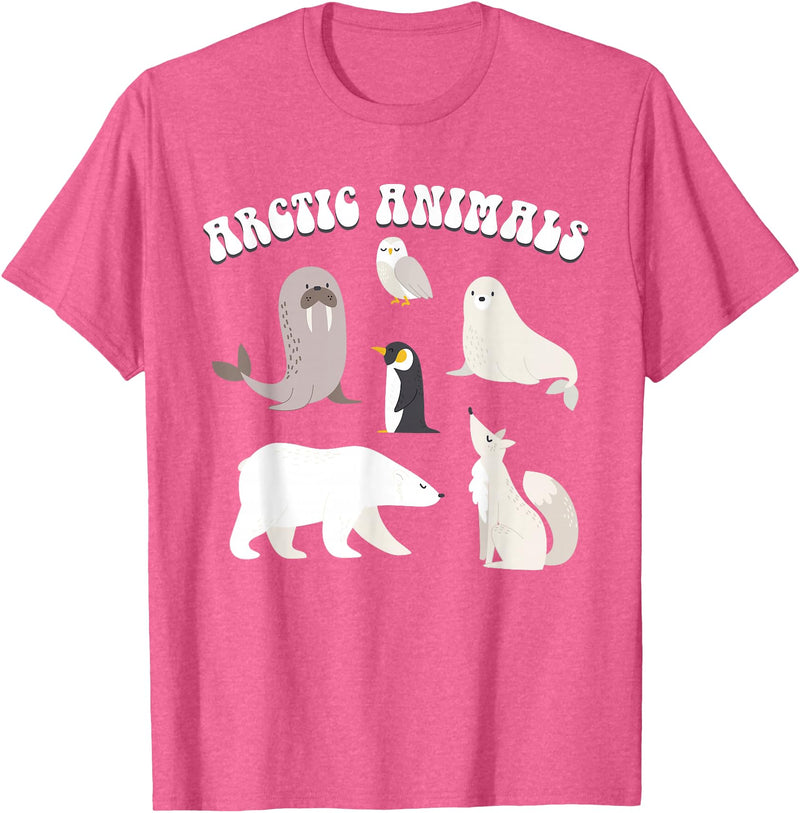 Awesome Arctic Animals for Kids Arctic Animals, Arctic Fox Cute Arctic Polar Bear North Pole T-Shirt - Pink Heather