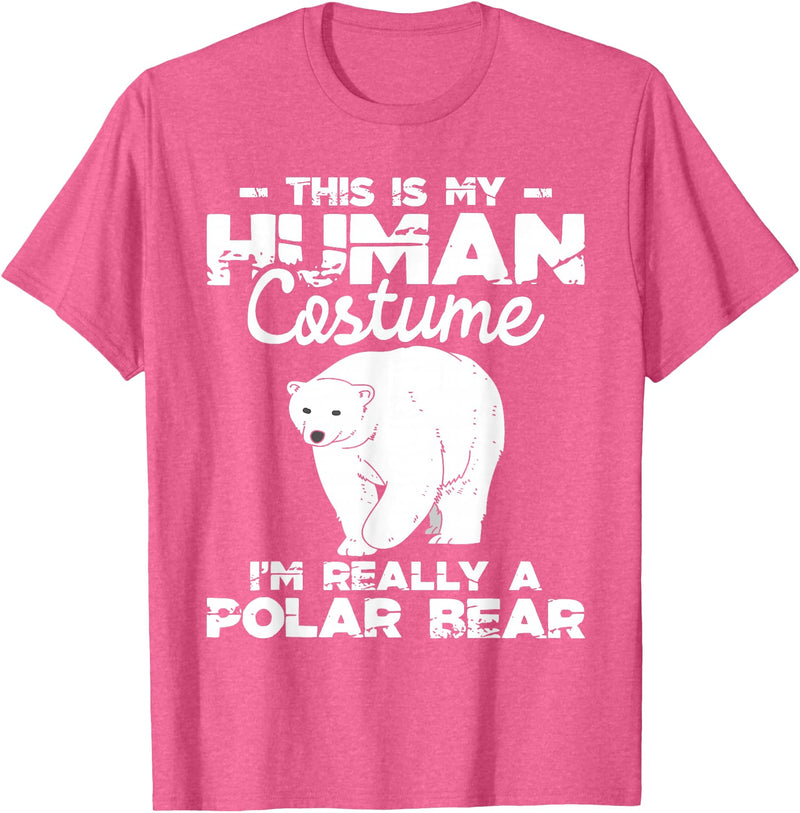 Funny Polar Bear Shirts Human Costume - Polar Bear Lover Zookeeper Wildlife T-Shirt - Pink Heather