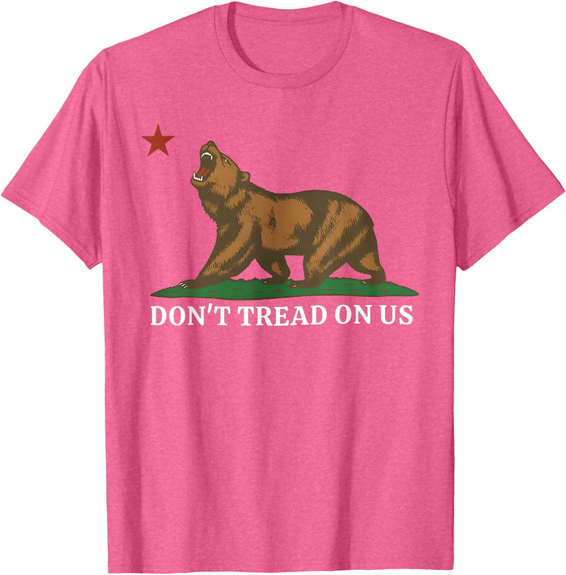 Dont Tread On Us Bear California Patriot Tee Don't Tread On Us California Bear Patriotic T-Shirt - Pink Heather