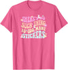 Imagine Dayton Tees There's no such thing as too many stickers llama T-Shirt - Pink Heather