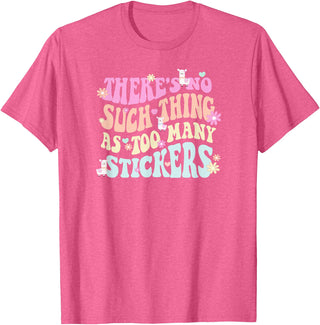 Imagine Dayton Tees There's no such thing as too many stickers llama T-Shirt - Pink Heather