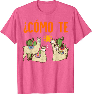 Nerd Ninja Llama Como Te LLamas Spanish Teacher Llama Gift T-Shirt for Men Women Girls Kids - Pink Heather
