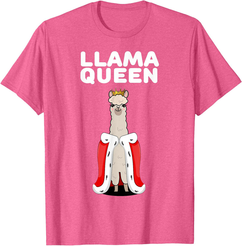 Womens Llama Shirts for Girls Llama Queen | Girls Llama Tshirt | Womens Llama T-Shirt - Pink Heather