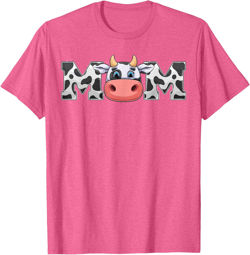 ETHRLO cow im one birthday decorations Shirts Mom Cow Print Cowboy Animal Pattern Farmer Cow Mother Mom T-Shirt - Pink