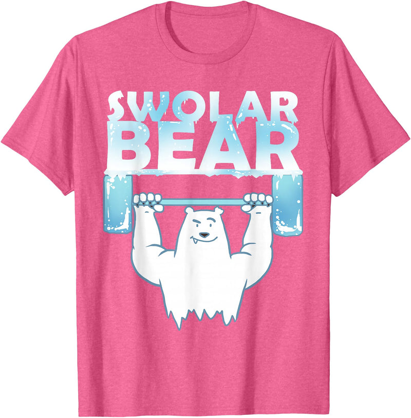 Funny Weightlifter Tees Funny Polar Bear Swolar Bear Lifting Tshirt T-Shirt - Pink Heather
