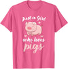 Cute Pig Tees Just A Girl Who Loves Pigs Cute Pig Lovers Gift T-Shirt - Pink Heather