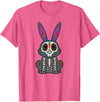 Rabbit Day of Dead Mexican Bunny Lover Rabbit Sugar Skull T-Shirt in Pink Heather