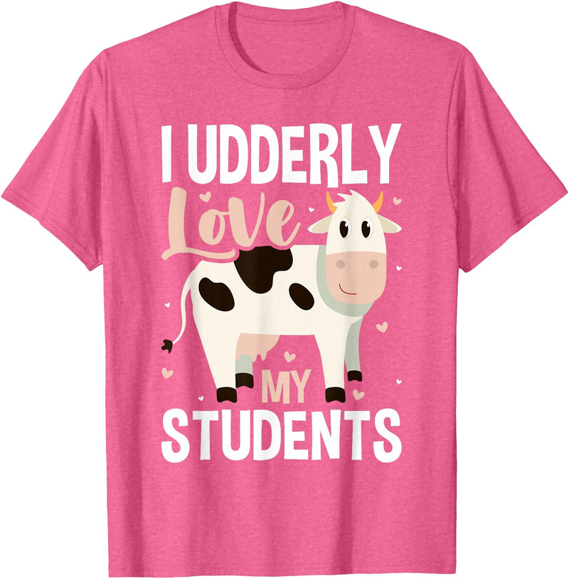 Cow Lover Gift Co. Cow Teacher Lover T-Shirt - Pink Heather