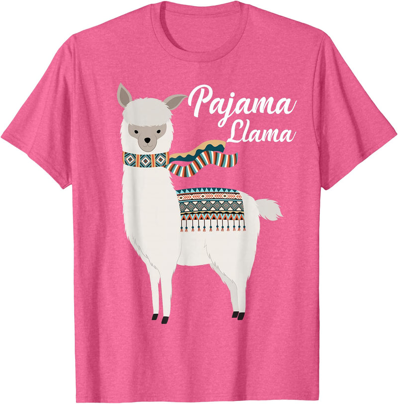 Llama Pajamas GA Cute Pajama Llama Bed Time T-Shirt Llama Pajama T-Shirt - Pink Heather