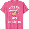 Pigs Memme Pigs And Ice Skating Gifts for Girls Women T-Shirt - Pink Heather