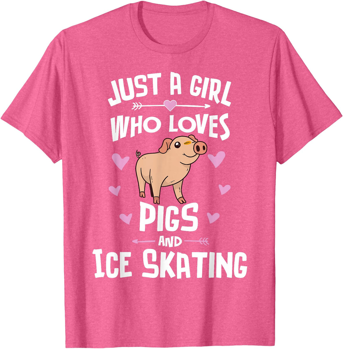 Pigs Memme Pigs And Ice Skating Gifts for Girls Women T-Shirt - Pink Heather