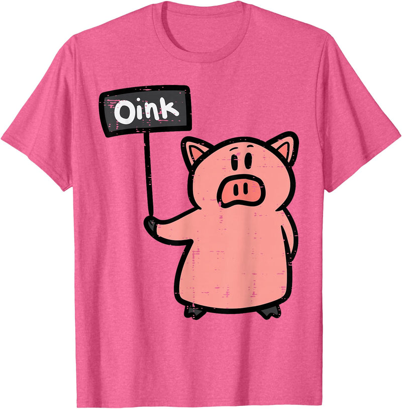 Pig Lover Shirts For Men Women Kids Pig Oink Sign Funny Hog Swine Farm Animal Men Women Kids T-Shirt - Pink Heather