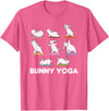 Bunny Yoga Cute Rabbits Do Sport T-Shirt in Pink Heather