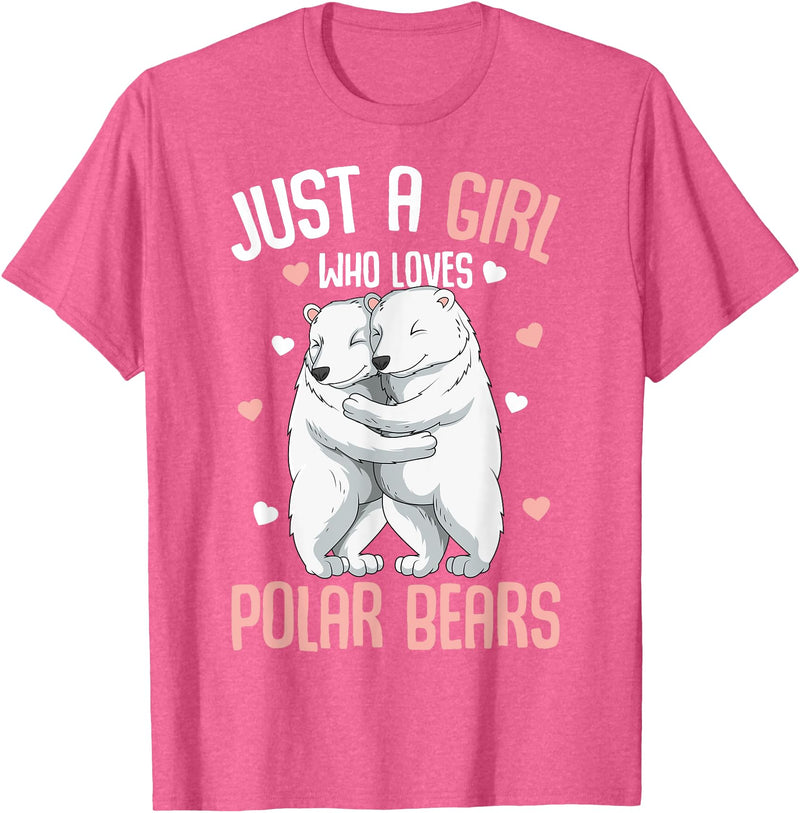 Funny Polar Bear Lover Apparel & Gift Ideas Just A Girl Who Loves Polar Bears Kids Girls T-Shirt - Pink Heather