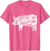 Pig Diagram T-Shirt | Butcher T-Shirts Pig and Pork Diagram Shirt, Butcher Shirt, Bacon Tee T-Shirt - Pink Heather