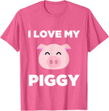 Adorable Fat Animals Tees I Love My Piggy - Funny Pet Pig Lover Cute T-Shirt T-Shirt - Pink Heather