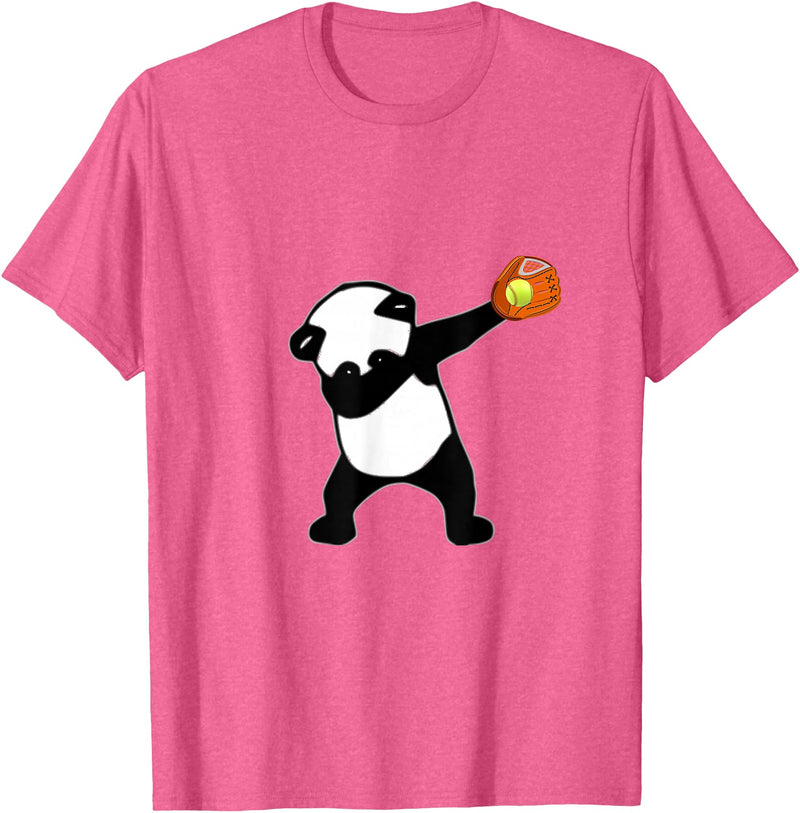 Dabbing Panda Bear Softball Baseball Glove Sport T-Shirt - Pink Heather