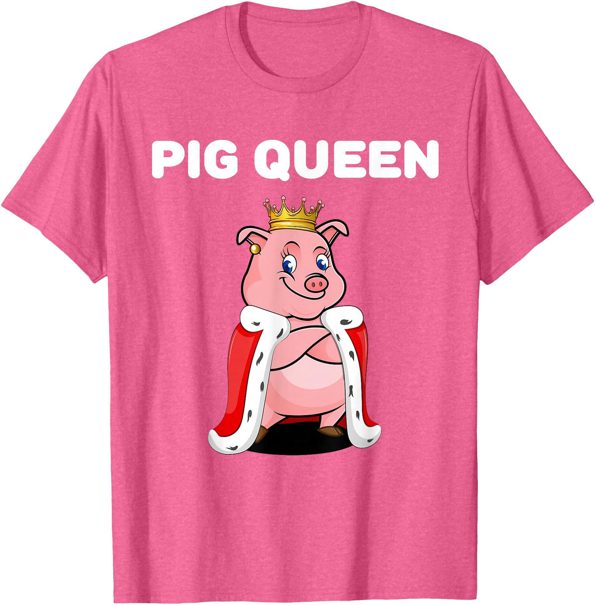 Womens Pig Shirts for Girls Pig Queen | Girls Pig Tshirt | Womens Pig T-Shirt - Pink Heather