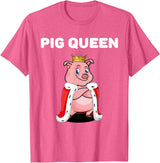 Womens Pig Shirts for Girls Pig Queen | Girls Pig Tshirt | Womens Pig T-Shirt - Pink Heather