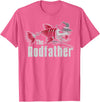 Funny Fishing The Rodfather Tee Shirt - Unisex Adults - Black - Small - Short Sleeve - Classic Fit - Modern Classic - Fishing T-Shirt - Pink Heather