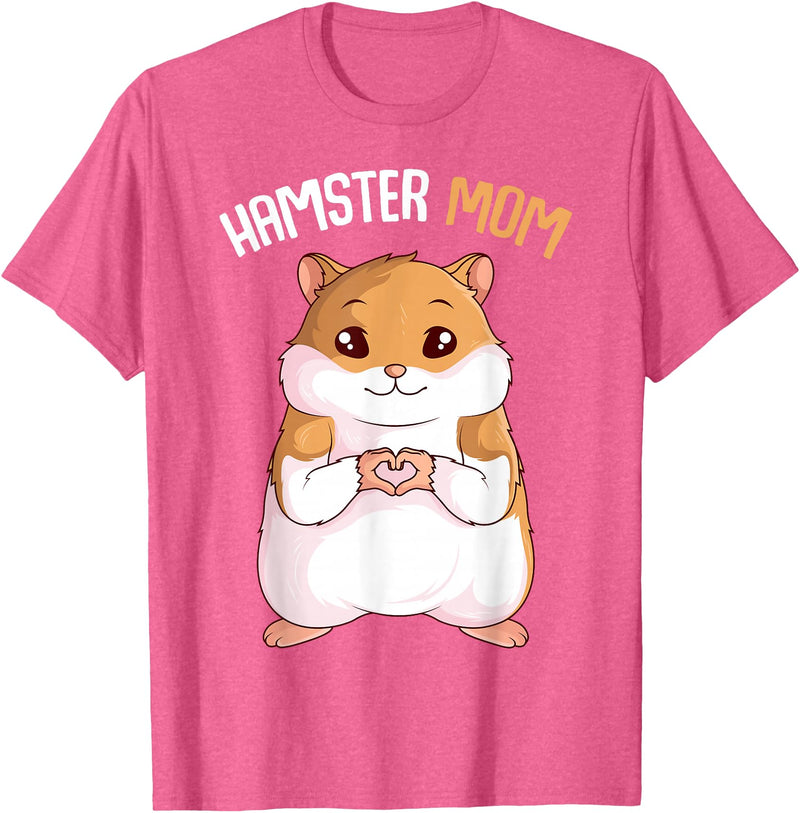 Women's Hamster Mom Hammy Girls T-Shirt - Pink Heather
