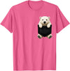 Funny Polar Bear in Pocket Polar Bear Lover Cute Pocket T-Shirt - Pink Heather