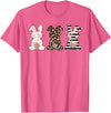 Cute Rabbit Lover Bunny Graphic T-Shirt (Silver Grey) in Pink Heather
