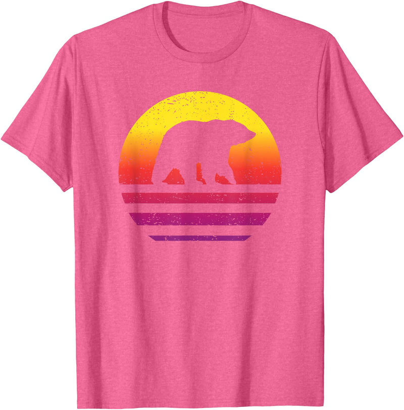Bear Accessories & Clothing Gifts Women Men Kids Bear Retro Style Vintage T-Shirt - Pink Heather