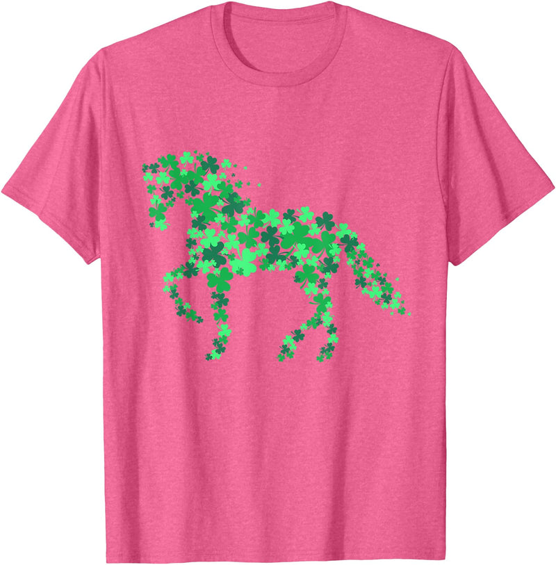 Horse Shamrock Shirts Horse Shamrock Horseback Riding Equestrian Shirt Patrick Day T-Shirt - Pink Heather