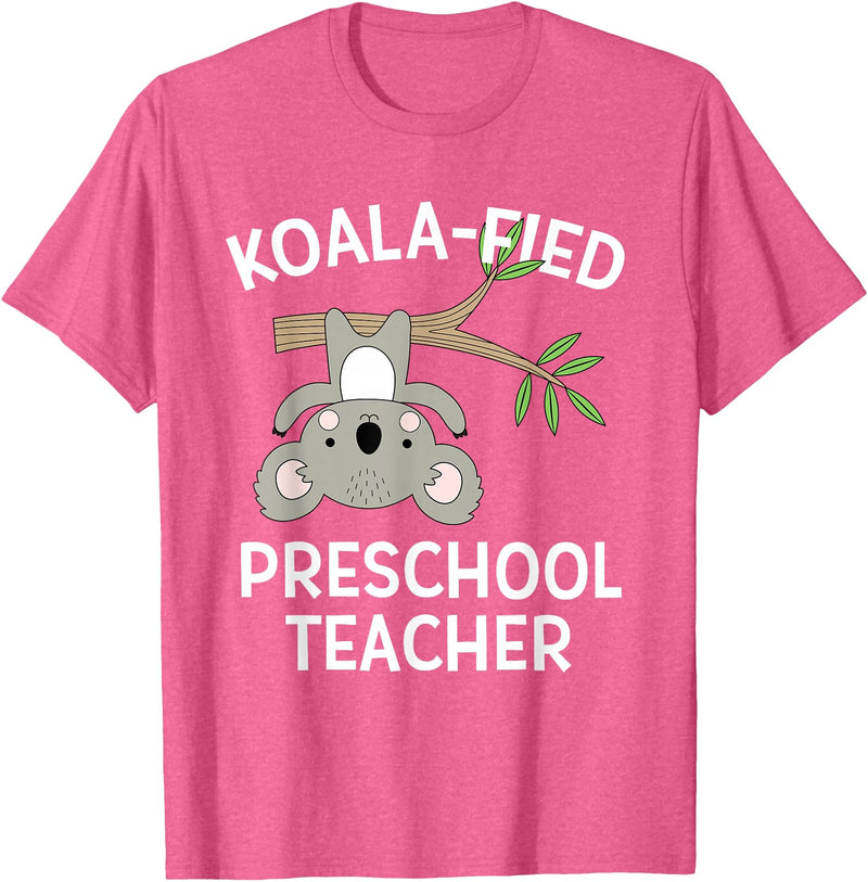 Preschool Teacher Gifts and Apparel Cute Koala Preschool Teacher T-Shirt Funny Pun Gift T-Shirt - Pink Heather