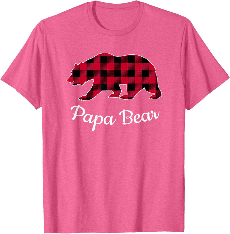Papa & Mama Bear Outfit Papa Bear Pajama Red Buffalo Plaid T-Shirt - Pink Heather