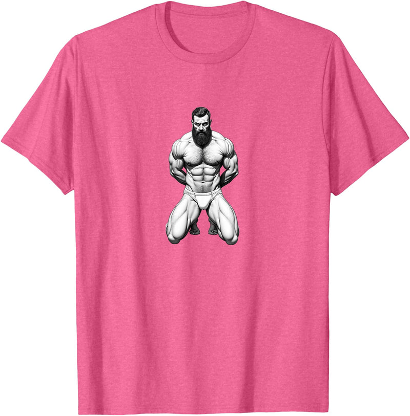 Jay Moe Design Bear, Pride, Gay Pride, Bear Pride Flag, Gay, Rainbow Flag T-Shirt - Pink Heather