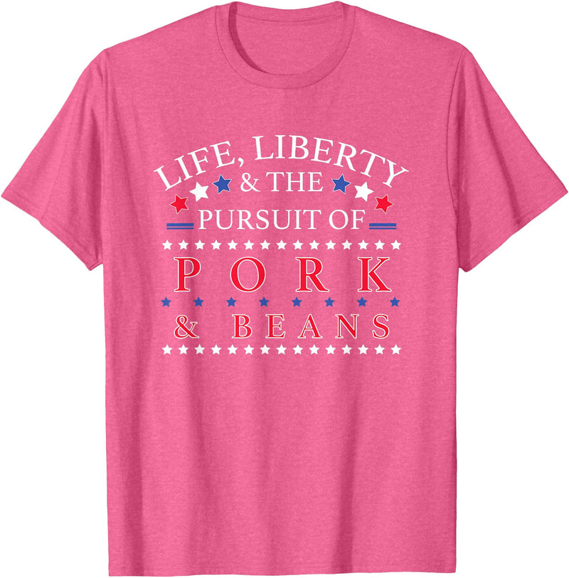 Official Get Hopped Apparel Funny Pork and Beans Shirt - Novelty Gift T-Shirt - Pink Heather