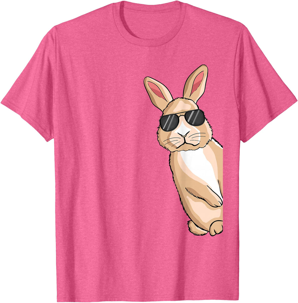 Cool Rabbit with Sunglasses Bunny Lover Kids Rabbit T-Shirt in Pink Heather