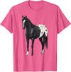 Horse Lover Art by CSForest Beautiful Black Blanket Appaloosa Horse Lover Gift T-Shirt - Pink Heather