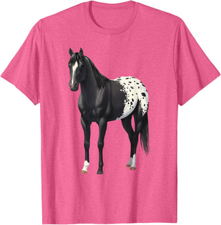 Horse Lover Art by CSForest Beautiful Black Blanket Appaloosa Horse Lover Gift T-Shirt - Pink Heather