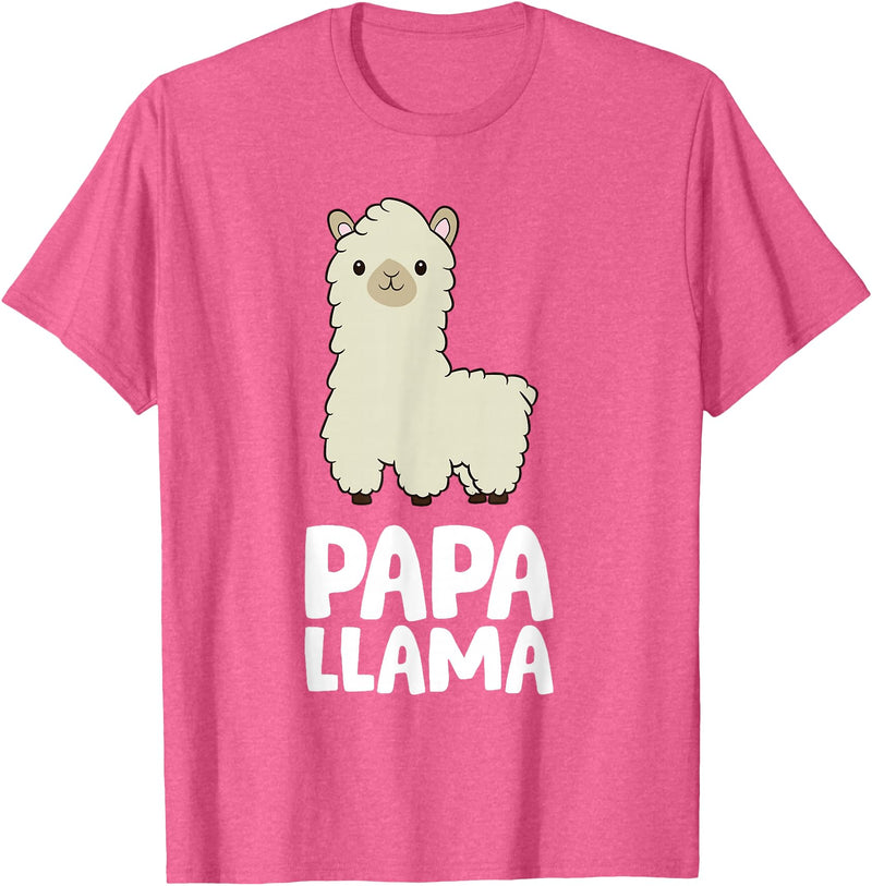 Llama Mama And Llama Papa Gifts Daddy Llama Men Boys Llama Gift Papa Llama T-Shirt - Pink Heather