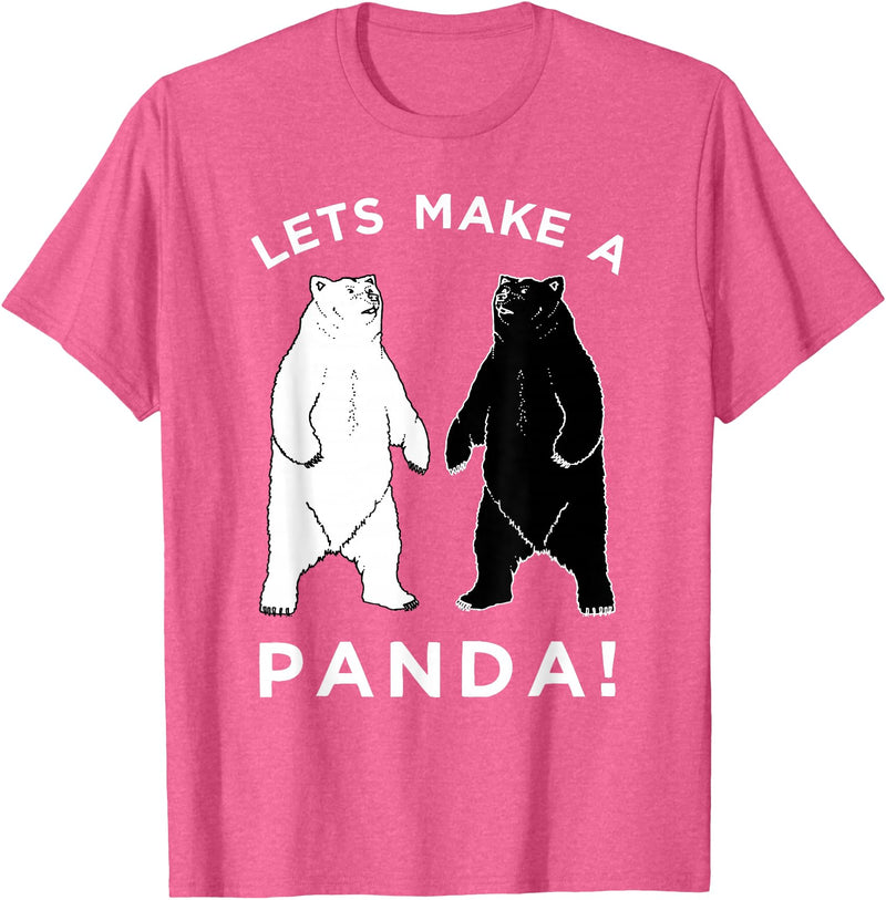 Make Panda Apparel Lets Make A Panda Funny Black Polar Bear T-Shirt - Pink Heather