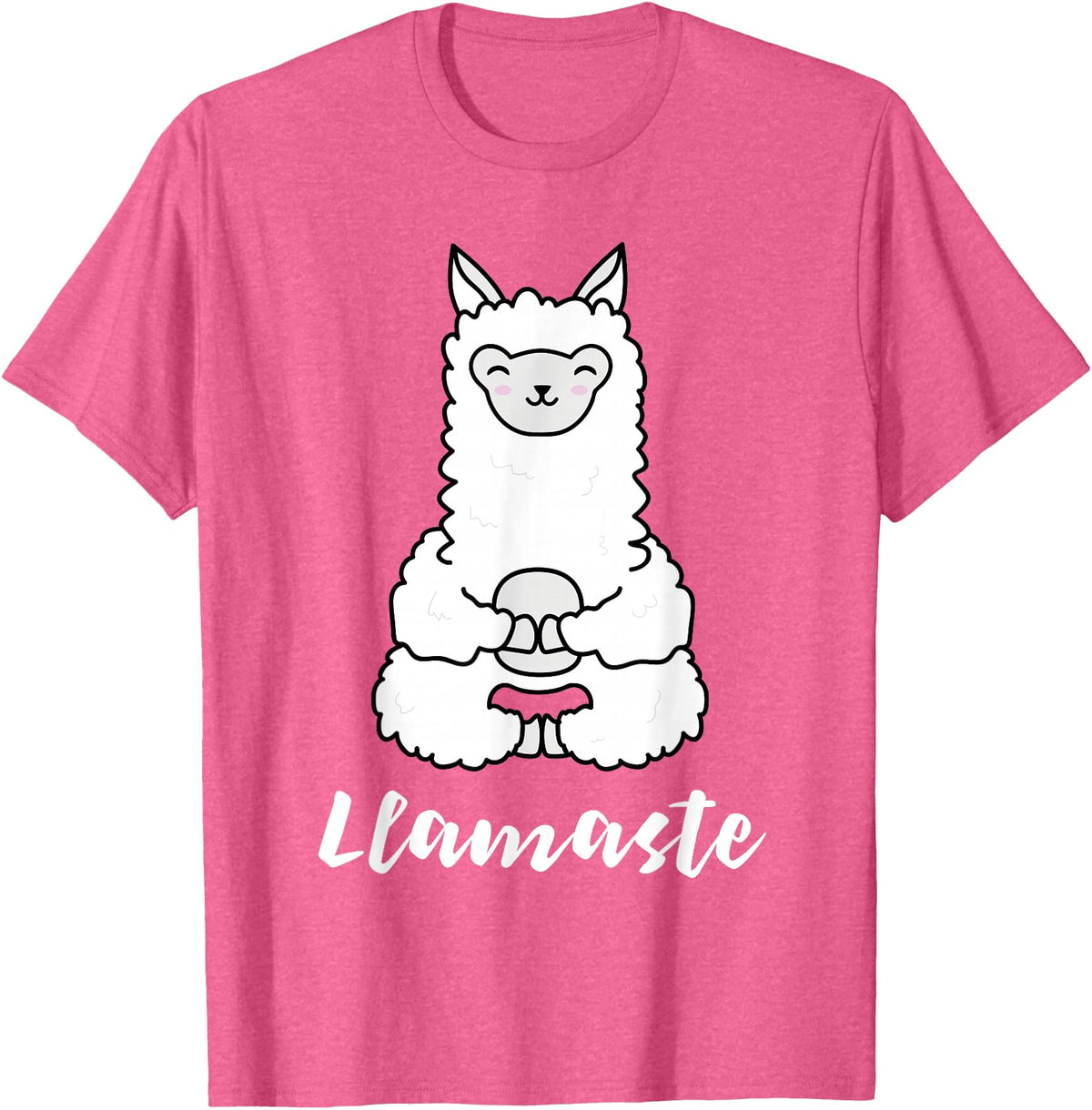Cute Yoga Shirts - Llamaste Llamaste - Cute Yoga Lovers Gift, Adorable Llama Fitness T-Shirt - Pink Heather