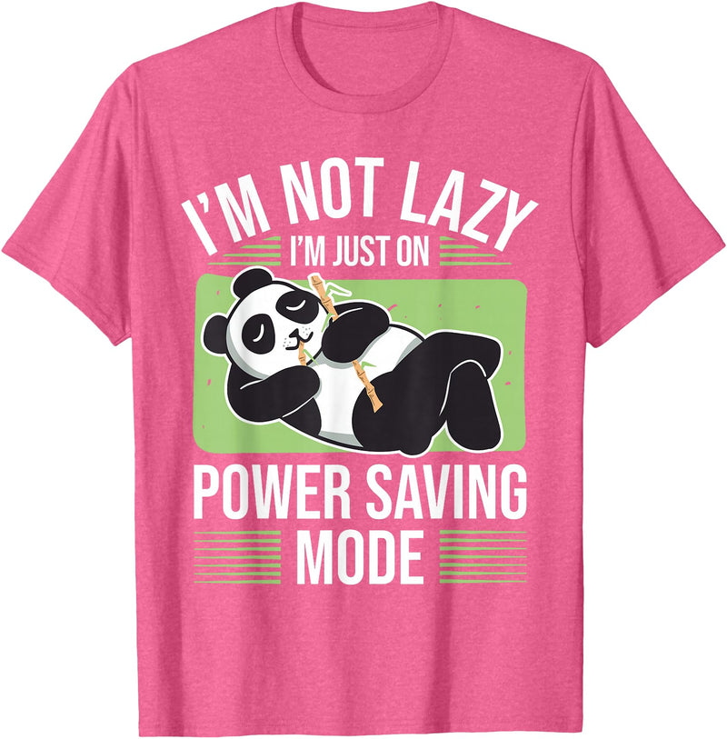 Cute Panda Gifts Panda Bear - Power Saving Mode - Panda T-Shirt - Pink Heather