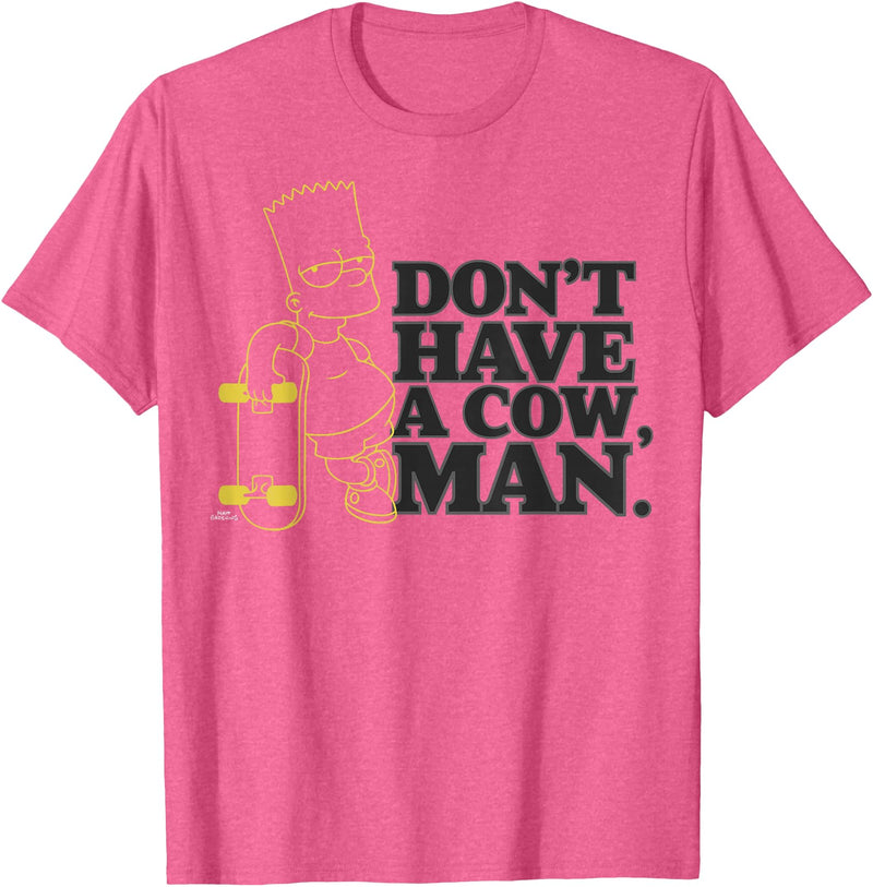 The Simpsons Dont Have a Cow, Man Bart Simpson Skateboard T-Shirt - Pink Heather