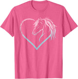 Horse Girl Designs Women I Love My Horses Riding Heart With Horse Head For Horseback Riding Horse T-Shirt - Pink Heather
