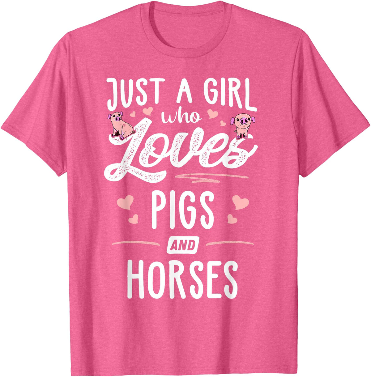 Pigs Memme Just A Girl Who Loves Pigs And Horses Gift Women T-Shirt - Pink Heather