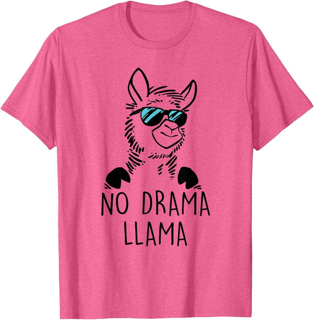 Pretees No Drama Llama Graphic Funny Llama T-Shirt - Women's Adult Unisex-Adults Grey Small Classic Fit Crew Neck Short Sleeve - Pink Heather