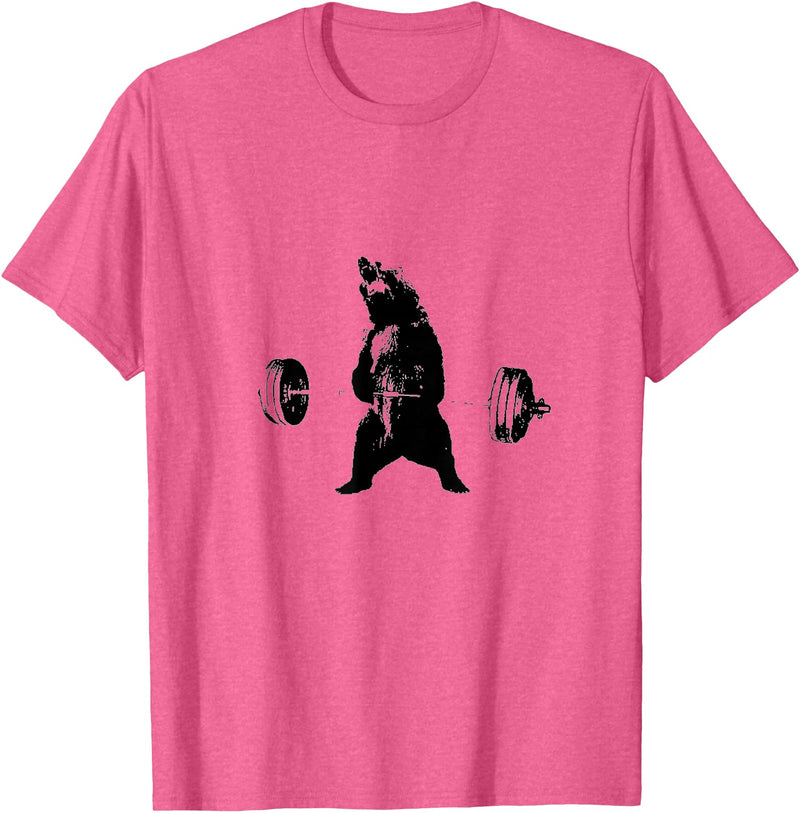 Lifting Motivation Bear Powerful Grizzly Bear Lifting Training T-Shirt T-Shirt - Pink Heather