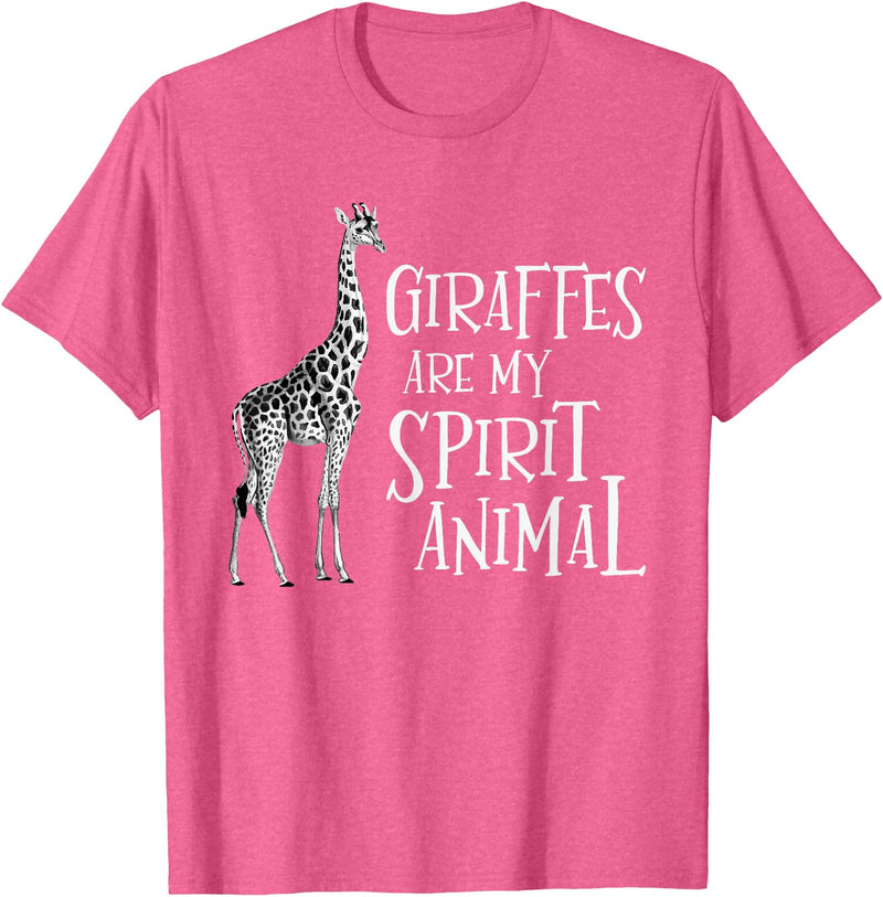 Funny Giraffe Shirts Giraffes Are My Spirit Animal - Zoo Lover Animal Wildlife T-Shirt - Pink Heather