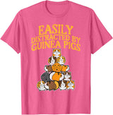 Guinea Pig Shirts For Men Women Kids Gift Easily Distracted by Guinea Pigs Funny Cavy Men Women Kids T-Shirt - Pink Heather